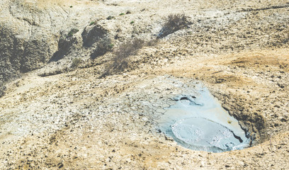 The crater of active mud volcano