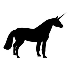 Unicorn icon black color illustration flat style simple image