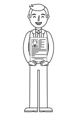 elegant businessman with curriculum vitae vector illustration design