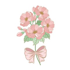 Vector flowers, floral bouquet, leaves and twigs. Composition for a wedding or a postcard. Vector illustration.