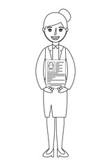 elegant businesswoman with curriculum vitae avatar character vector illustration design