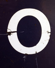 Written Wording in Distressed State Typography Found Letter O 0 