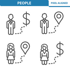 People Icons. Professional, pixel perfect icons EPS 10 format. Designed at 32x32 pixel size. 5x magnification for preview.