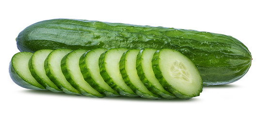 Fresh cucumber isolated on white background with clipping path