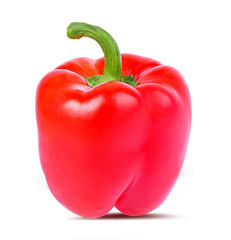 Fresh sweet  red pepper bell isolated on white background with clipping path