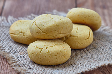 Homemade cookies from corn flour close-up