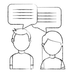 couple with speech bubbles vector illustration design