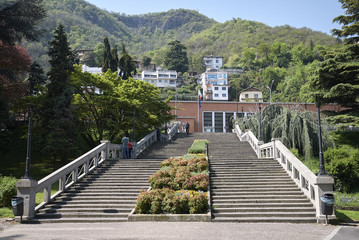Como, Italy - April 22, 2018: View of Como San Giovanni railway station
