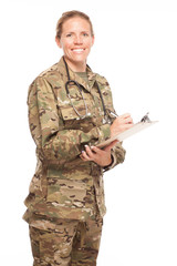 Female Army doctor in uniform.