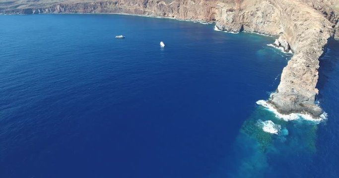 Aerial views of Cabo Pierce, in isla Socorro, Revillagigedo Archipelago. Mexican Pacific.