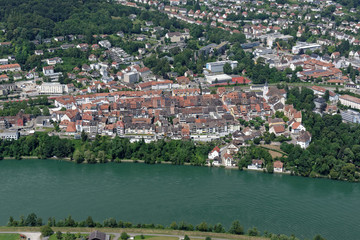 Fototapeta na wymiar Luftaufnahme der Altstadt von Waldshut (Deutschland)