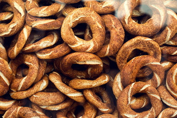 A variety of healthy freshly baked bagels.
