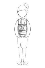 elegant businesswoman with curriculum vitae avatar character vector illustration design