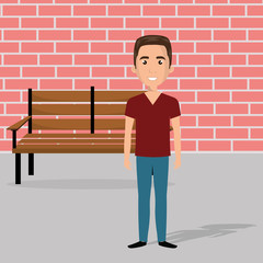 young man in the chair character scene vector illustration design