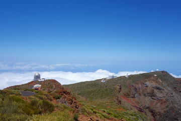 Roque de los Muchachos Observatory in La Palma island, located in the hiking trail GR131, Canary Islands, Spain