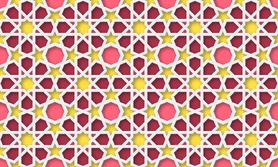 3d arabic background. Islamic geometric pattern in traditional style, muslim ornament. Vector illustration.