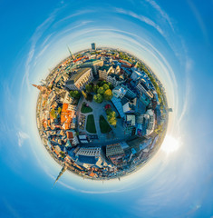 Old City Riga center drone sphere 360 vr view