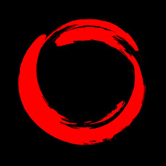 A red circle with a brush on a black background