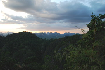 Sunset over Krabi mountains, Thailand