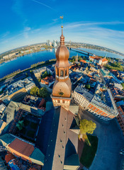 Riga City Dome church Old Town Monument drone 360 vr view