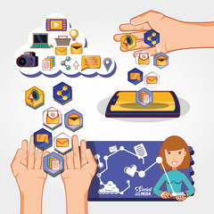 social media marketing icons vector illustration design