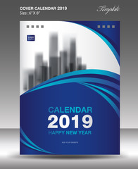 Blue Cover Desk Calendar 2019 Design, book cover, annual report, cover, flyer template, ads, booklet, catalog, newsletter