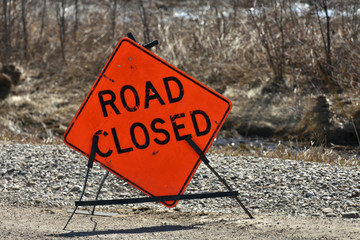 Bright Red Road Closure Sign 