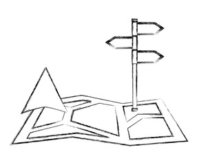 gps navigation map arrow and stand position image vector illustration sketch