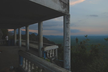 View from Tiger Cave of sunset over Krabi region, Thailand