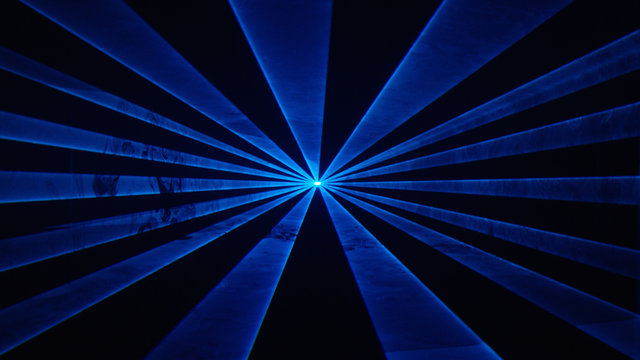 Wide blue laser beams at nightclub/music festival, alpha matte 2
