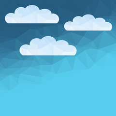 Abstract polygonal sky and cloud blue pattern. Vector background composed of triangles.