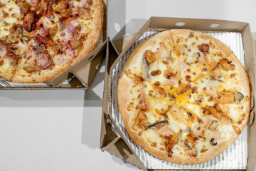 Pizza in delivery box
