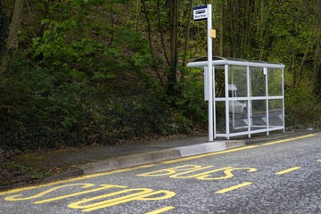 bus stop shelter rural countryside uk public transport free travel pensioner senior person commute