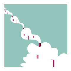 The cloud houses in loop.
Serie of metaphorical concepts and poetry images.