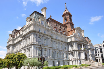 Montreal city hall is a French Empire style building in old town Montreal, Quebec, Canada