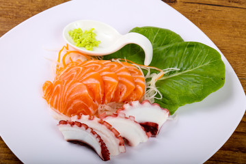 Salmon and Octopus sashimi