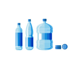 Plastic water  bottle set isolated 