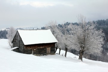 Wood cabin in the mountains - countryside - beautiful village