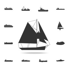 Sailboat icon. Detailed set of water transport icons. Premium graphic design. One of the collection icons for websites, web design, mobile app