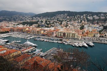 Fototapeta premium Port of Nice; marina; city; harbor; sky