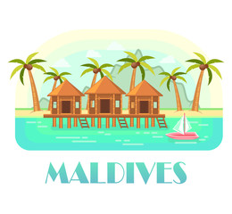 Tropical resort at maldives with beach and ocean