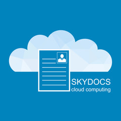 Polygonal Skydocs Cloud computing technology. Abstract Vector graphic background.