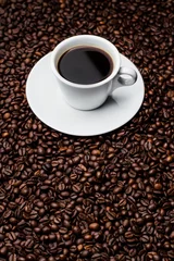 Photo sur Plexiglas Café vue de dessus de grain de tasse de café