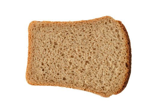 piece of rye bread isolated on white background