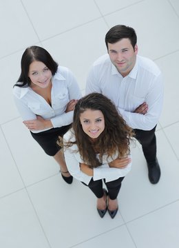 successful business team looking up