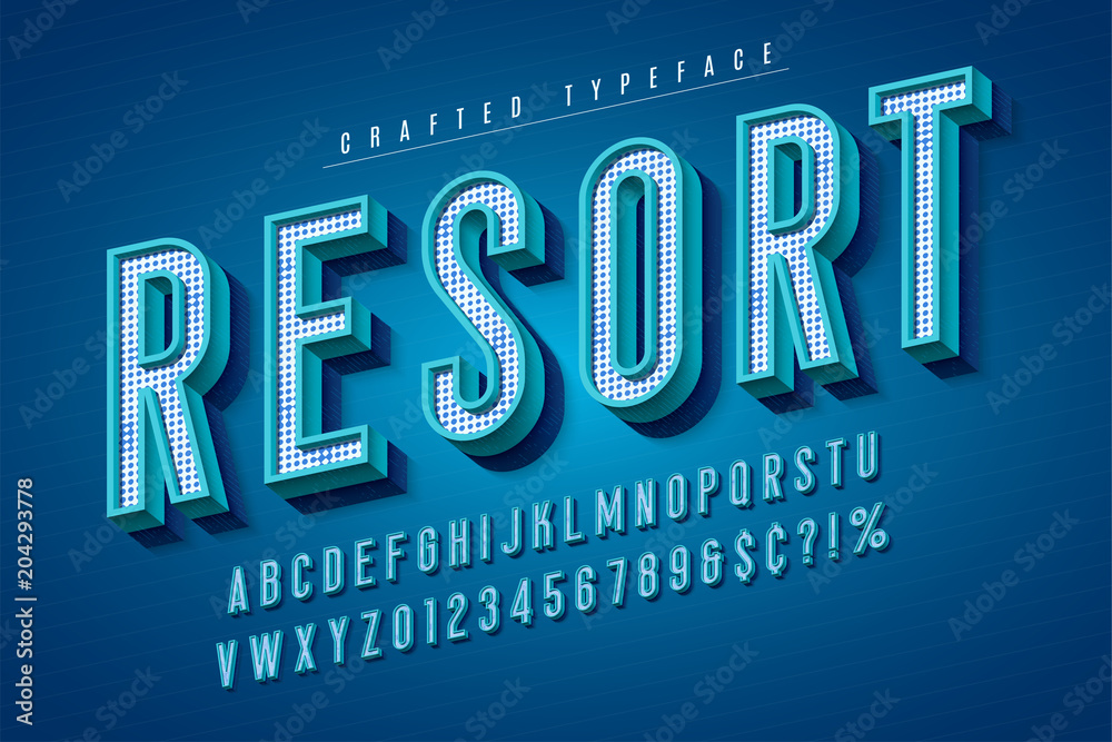 Fototapete good vibes retro typeface. 3d display font, placard typography