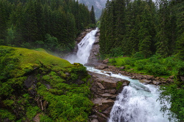 Fototapeta na wymiar Krimml Waterfall In The National Park Hohe Tauern In Austria 