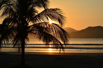 Sunset in Pereque beach, Ubatuba, Brazi