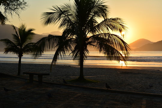 Sunset in Pereque beach, Ubatuba, Brazi