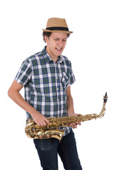 Naklejka premium use the saxophone as guitar